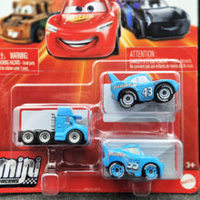 Load image into Gallery viewer, Disney Pixar Cars Mini Racers 3 Pack Dinoco Series-Grey, The King, Dinoco Lightning McQueen Set