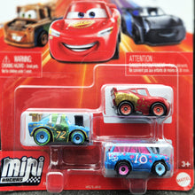 Load image into Gallery viewer, Disney Pixar Cars Mini Racers 3 Pack Thunder Hollow Series-Superfly, Rusteze Lightning McQueen, Blindspot Set