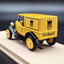 Load image into Gallery viewer, Eligor 1925 Opel Laubfrosch Camionnette (Van) Postes Allemandes (German Post Office) #1065 Yellow 1/43 Diecast Model