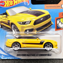 Load image into Gallery viewer, Hot Wheels 2018 2015 Ford Mustang GT Convertible Yellow #168 Muscle Mania 2/10 New