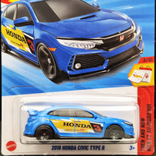 Load image into Gallery viewer, Hot Wheels 2025 2018 Honda Civic Type R Blue #123 Then and Now 3/10 New Long Card