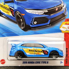 Load image into Gallery viewer, Hot Wheels 2025 2018 Honda Civic Type R Blue #123 Then and Now 3/10 New Long Card