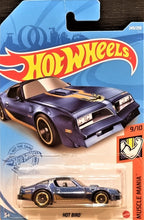 Load image into Gallery viewer, Hot Wheels 2021 Hot Bird (Pontiac Firebird) Blue #249 Muscle Mania 9/10 New Long Card