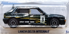 Load image into Gallery viewer, Hot Wheels 2022 Lancia Delta Integrale #210 Dark Green Rally Champs 3/5 New Long Card