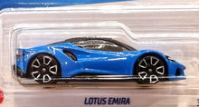 Load image into Gallery viewer, Hot Wheels 2022 Lotus Emira Blue #247 HW Exotics 10/10 New Long Card