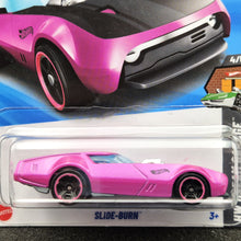 Load image into Gallery viewer, Hot Wheels 2025 Slide-Burn Hot Pink #108 HW Dream Garage 4/5 New Long Card