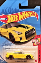 Load image into Gallery viewer, Hot Wheels 2021 '17 Nissan GT-R R35 Yellow #79 Then &amp; Now 2/10 New Long Card