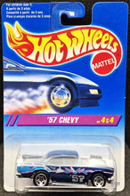 Load image into Gallery viewer, Hot Wheels 1995 '57 Chevy - Exposed Engine Dark Blue #290 Steel Stamp Series 4/4 New Long Card