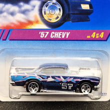 Load image into Gallery viewer, Hot Wheels 1995 '57 Chevy - Exposed Engine Dark Blue #290 Steel Stamp Series 4/4 New Long Card