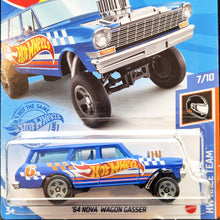Load image into Gallery viewer, Hot Wheels 2021 '64 Nova Wagon Gasser Blue 232 HW Race Team 7/10 New Long Card