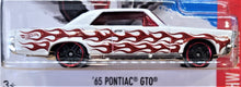 Load image into Gallery viewer, Hot Wheels 2016 '65 Pontiac GTO White #99 HW Flames 9/10 New