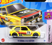 Load image into Gallery viewer, Hot Wheels 2024 '73 Honda Civic Custom Yellow #90 Compact Kings 4/5 New