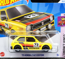 Load image into Gallery viewer, Hot Wheels 2024 '73 Honda Civic Custom Yellow #90 Compact Kings 4/5 New