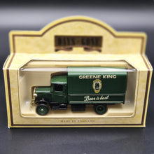 Load image into Gallery viewer, Lledo Days Gone 1934 Mack Canvas Backed Truck Greene King Ales Dark Green DG28010