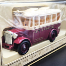 Load image into Gallery viewer, Lledo Days Gone 1935 Dennis Single Deck Coach City Of Coventry Dark Red DG10019