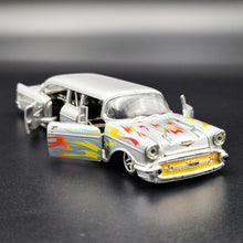 Load image into Gallery viewer, M2 Machines 1957 Bel Air Auto Stretch Rods Dave Chang Design Silver Grey 2011 Diecast Model