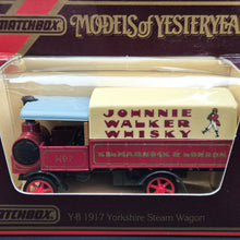 Load image into Gallery viewer, Matchbox 1917 Yorkshire Steam Wagon Johnnie Walker Whisky Red Models Of Yesteryear Y8-5