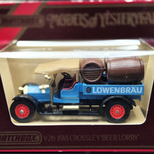 Load image into Gallery viewer, Matchbox 1918 Crossley Lorry Lowenbrau Beer Light Blue Models Of Yesteryear Y26-1