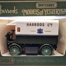 Load image into Gallery viewer, Matchbox 1919 Walker Electric Van Harrods Ltd Green Models Of Yesteryear Y29-1 Boxed