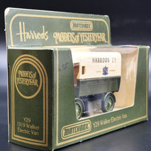 Load image into Gallery viewer, Matchbox 1919 Walker Electric Van Harrods Ltd Green Models Of Yesteryear Y29-1 Boxed