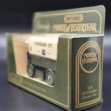 Load image into Gallery viewer, Matchbox 1919 Walker Electric Van Harrods Ltd Green Models Of Yesteryear Y29-1 Boxed