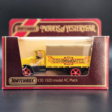 Load image into Gallery viewer, Matchbox 1920 Mack AC Truck Consolidated Motor Lines Ltd Yellow Models Of Yesteryear Y30-1