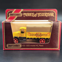 Load image into Gallery viewer, Matchbox 1920 Mack AC Truck Consolidated Motor Lines Ltd Yellow Models Of Yesteryear Y30-1