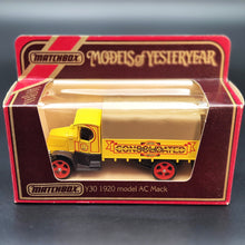 Load image into Gallery viewer, Matchbox 1920 Mack AC Truck Consolidated Motor Lines Ltd Yellow Models Of Yesteryear Y30-1