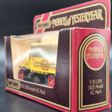 Load image into Gallery viewer, Matchbox 1920 Mack AC Truck Consolidated Motor Lines Ltd Yellow Models Of Yesteryear Y30-1