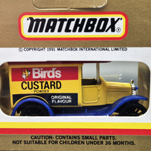 Load image into Gallery viewer, Matchbox 1990 1921 Ford Model T - Bird's Custard Powder Yellow #44 1-75 Gold Series