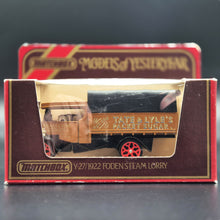 Load image into Gallery viewer, Matchbox 1922 Foden Steam Lorry Light Brown Tate and Lyle Models Of Yesteryear Y27-1
