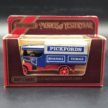 Load image into Gallery viewer, Matchbox 1922 Foden Steam Lorry Pickfords Blue Models Of Yesteryear Y27-1