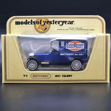 Load image into Gallery viewer, Matchbox 1927 Talbot Van Ever Ready Dark Blue Models Of Yesteryear Y5-4 Boxed
