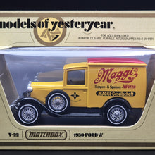 Load image into Gallery viewer, Matchbox 1930 Model A Ford Van Maggi's Suppen &amp; Speisen Models Of Yesteryear Y22-1 Boxed