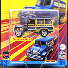 Load image into Gallery viewer, Matchbox 2020 1962 Willys Jeep Wagon Blue #13 Superfast New
