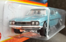 Load image into Gallery viewer, Matchbox 2022 1970 Ford Capri Light Blue #41 MBX Showroom New Long Card