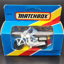 Load image into Gallery viewer, Matchbox 1982 Police Motorcycle - Honda 750 White 1-75 Series MB33 Boxed
