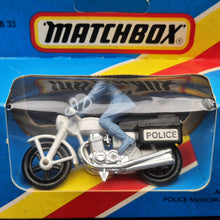 Load image into Gallery viewer, Matchbox 1982 Police Motorcycle - Honda 750 White 1-75 Series MB33 Boxed