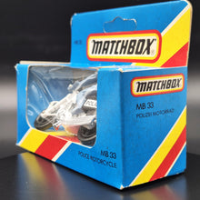 Load image into Gallery viewer, Matchbox 1982 Police Motorcycle - Honda 750 White 1-75 Series MB33 Boxed