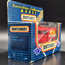 Load image into Gallery viewer, Matchbox 1983 Ford Model A Van Big Sister Bakehouse Products Red MB38 Matchbox 1-75 Boxed