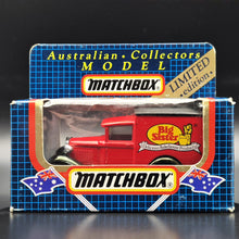 Load image into Gallery viewer, Matchbox 1983 Ford Model A Van Big Sister Bakehouse Products Red MB38 Matchbox 1-75 Boxed