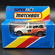 Load image into Gallery viewer, Matchbox 1987 Ford Escort XR3i Cabriolet White MB37 Superfast SF15 Boxed