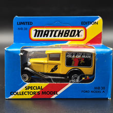 Load image into Gallery viewer, Matchbox 1988 Ford Model A Van Isle of Man TT Races Yellow 1-75 Series MB38 Boxed