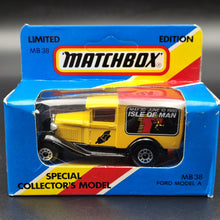 Load image into Gallery viewer, Matchbox 1988 Ford Model A Van Isle of Man TT Races Yellow 1-75 Series MB38 Boxed