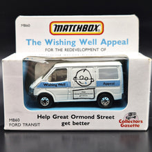 Load image into Gallery viewer, Matchbox 1989 Ford Transit Van White MB60 Wishing Well Appeal-Great Ormond St Childrens Hospital Boxed