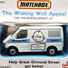 Load image into Gallery viewer, Matchbox 1989 Ford Transit Van White MB60 Wishing Well Appeal-Great Ormond St Childrens Hospital Boxed