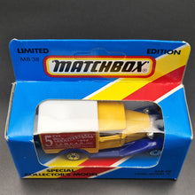 Load image into Gallery viewer, Matchbox 1992 Ford Model A Van 5th Anniversary T.A.M.C.A.R Yellow 1-75 Series MB38 Boxed