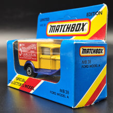 Load image into Gallery viewer, Matchbox 1992 Ford Model A Van 5th Anniversary T.A.M.C.A.R Yellow 1-75 Series MB38 Boxed