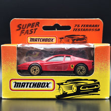 Load image into Gallery viewer, Matchbox 1993 Ferrari Testarossa Red #75 Matchbox 1-75 Superfast Boxed