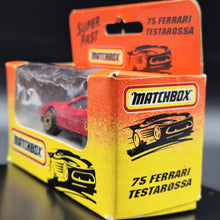 Load image into Gallery viewer, Matchbox 1993 Ferrari Testarossa Red #75 Matchbox 1-75 Superfast Boxed
